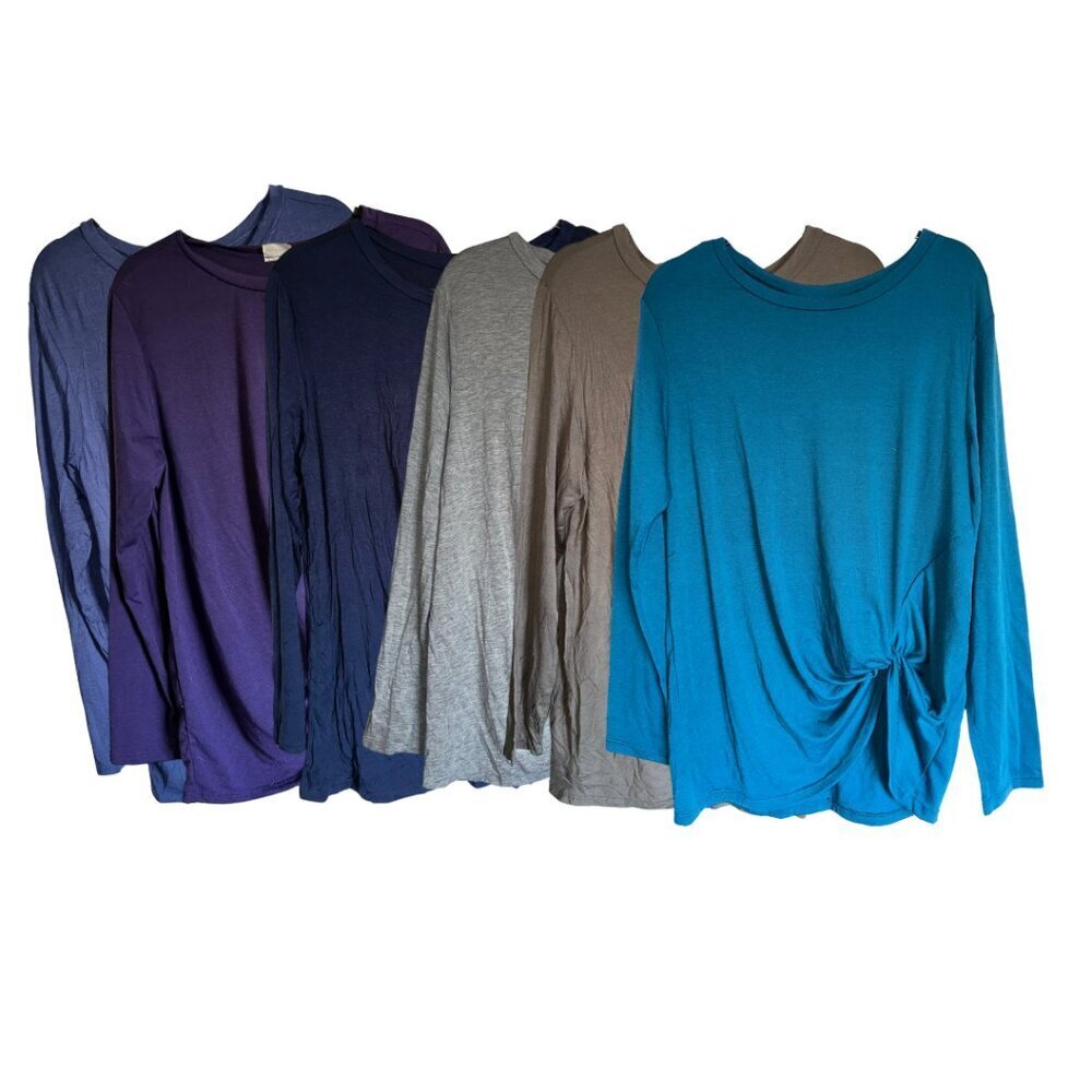 Multicolor Women Long Sleeve T Shirt Knotted Size Large